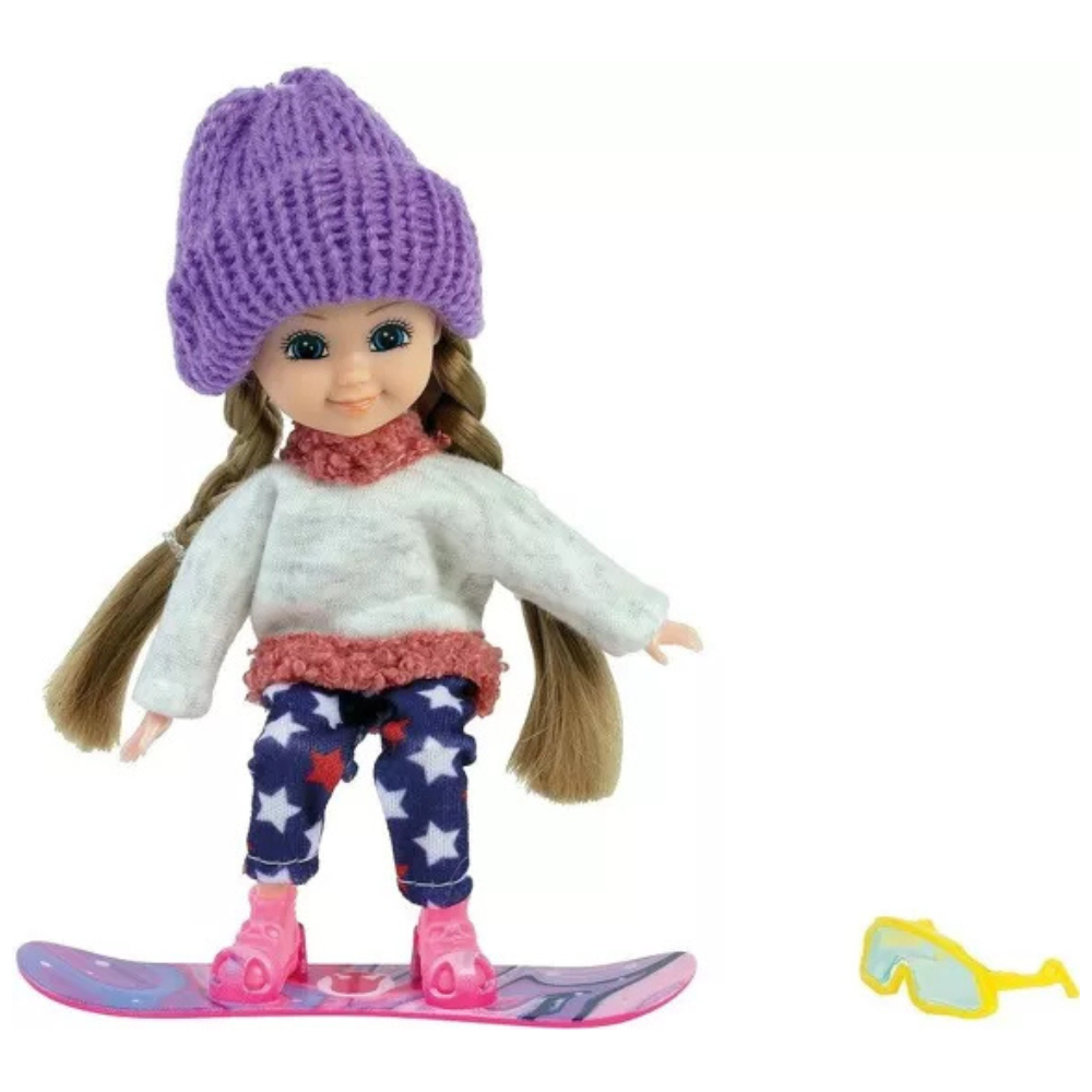 Poupée Evi 17 cm avec snowboard - jouet hiver pour enfants