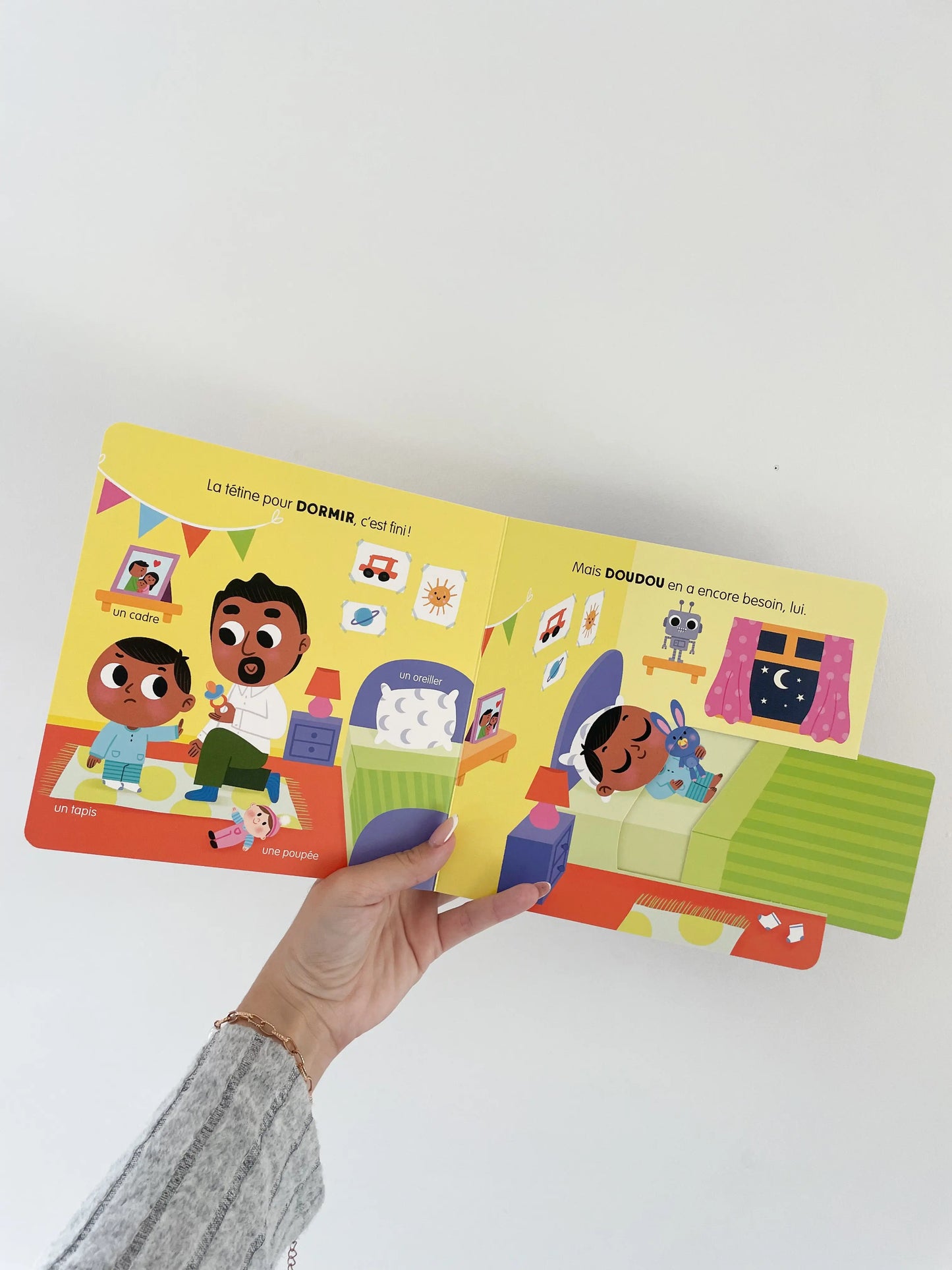 Livre ANIM'AGIER - J'arrête la tétine dès 2 ans. Livre à mécanisme pour l'arrêt de la tétine. Page intérieur.
