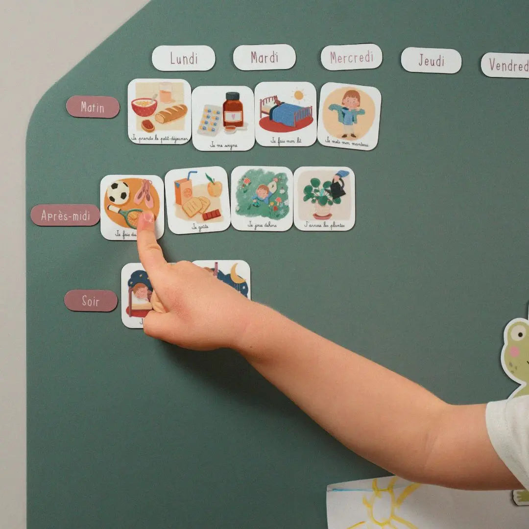 Tableau de routine visuelle pour enfants avec magnets Ferflex® matin et soir