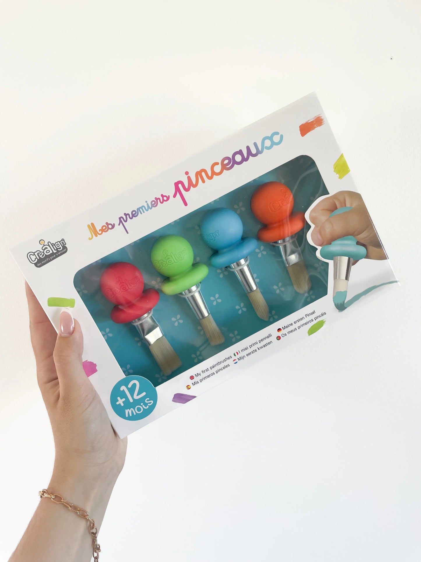 Lot pinceaux colorés pour bébé x4 dès 12 mois