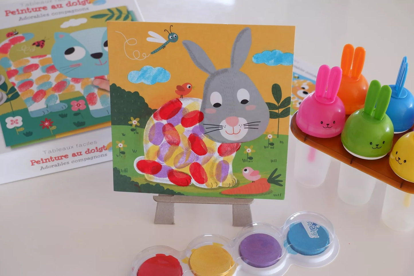 Planche d'animaux terminée – peinture au doigt éducative pour enfants