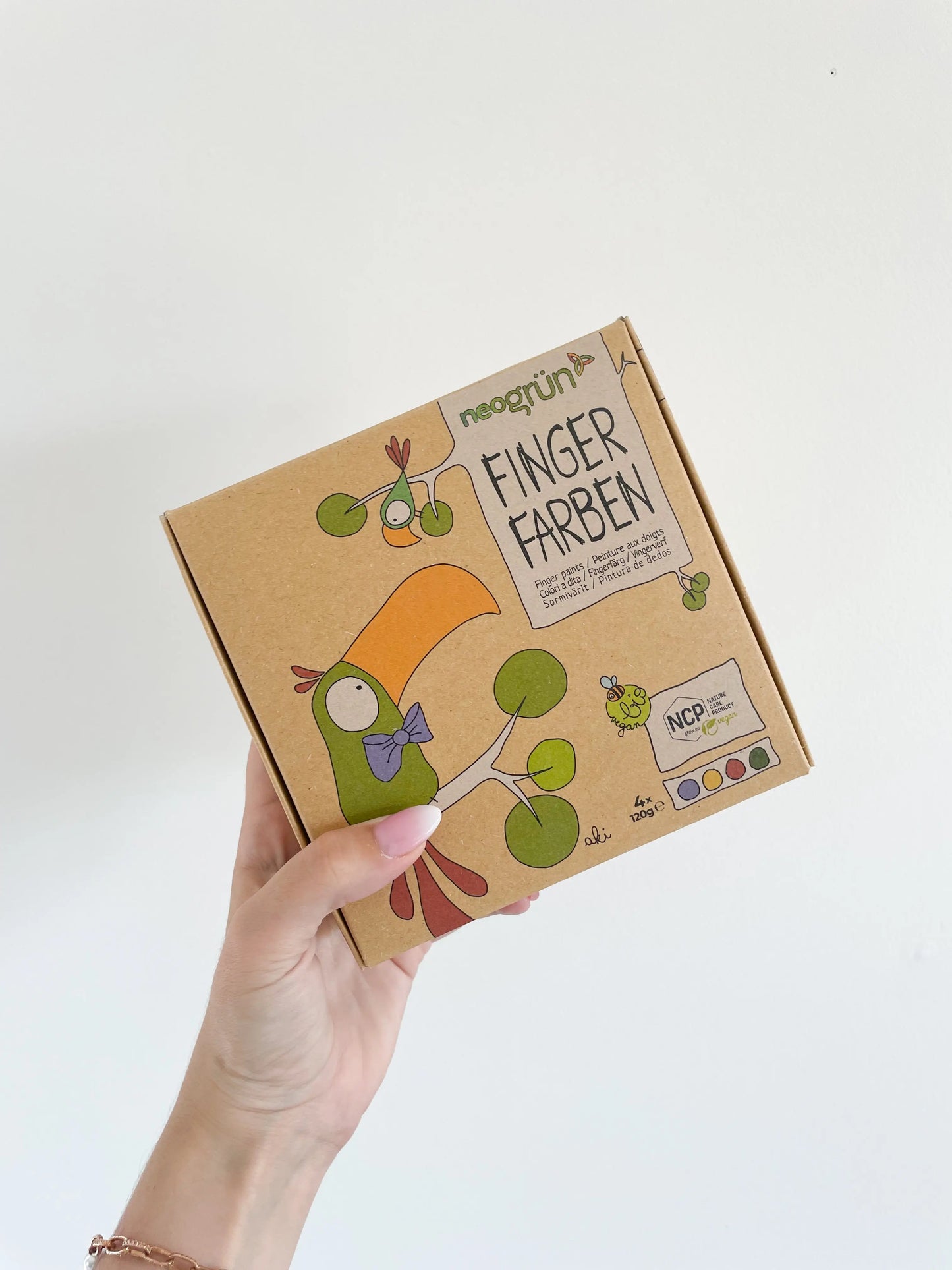 Boîte kraft refermable peinture au doigt Aki – set de 4 couleurs naturelles