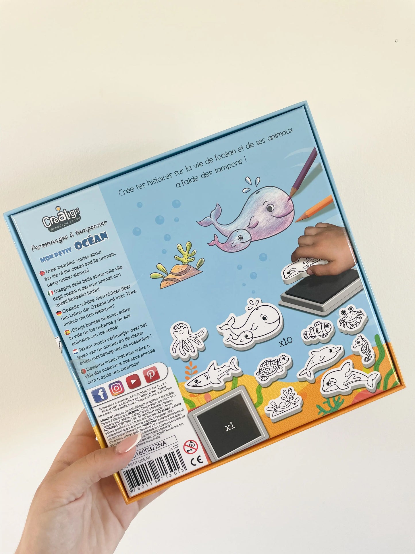 Vue de dos du coffret de tampons marins pour enfants – détails et visuels inclus