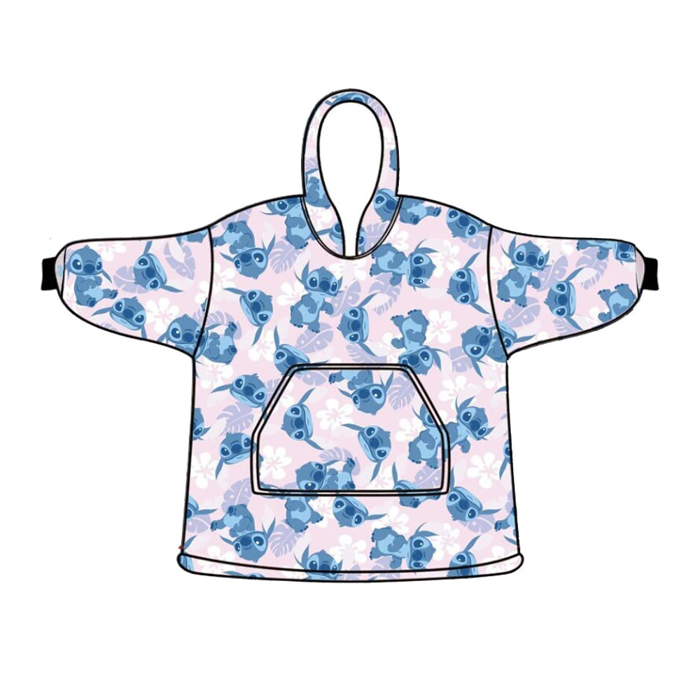 Pull plaid Stitch disney enfant 3-6 ans - couverture Disney douce et chaude, motif stitch bleu avec capuche