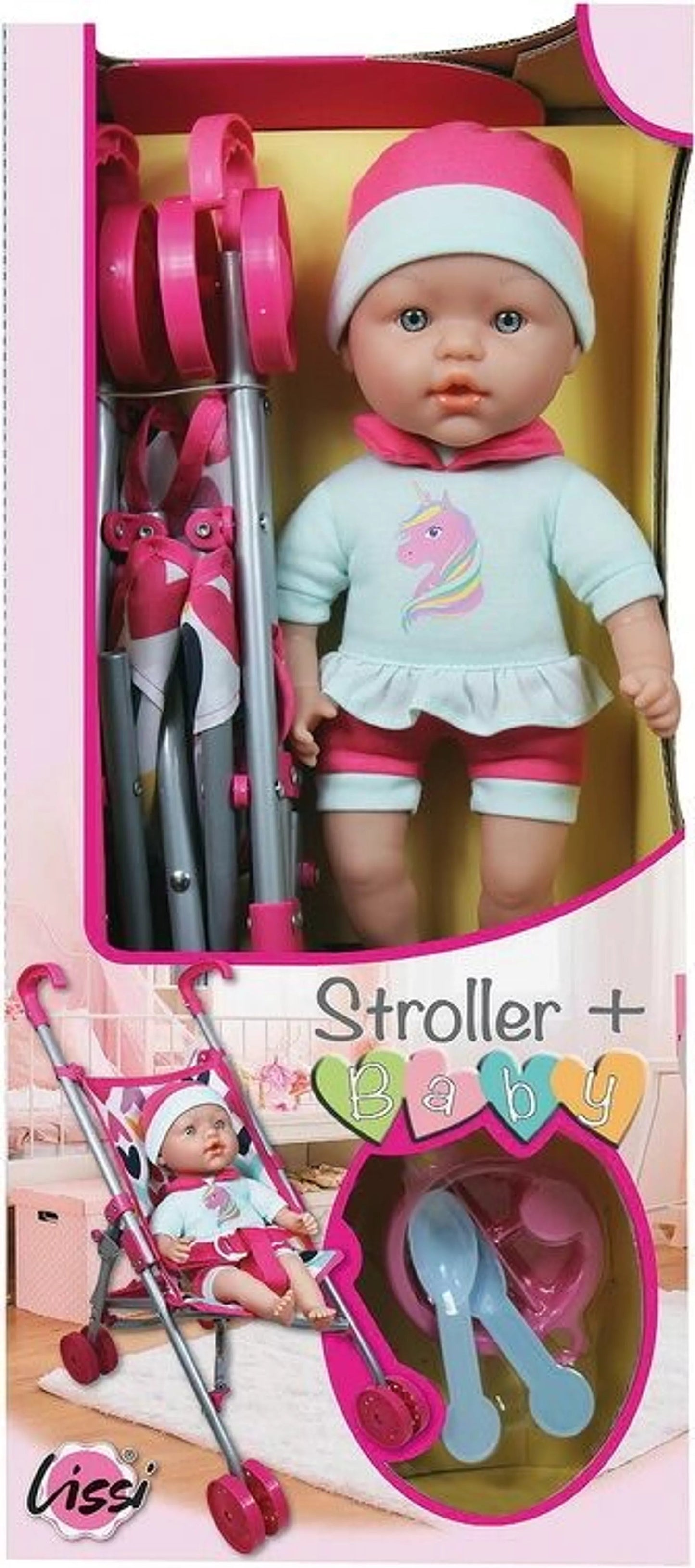 Bébé avec poussettes et accessoires pour enfant