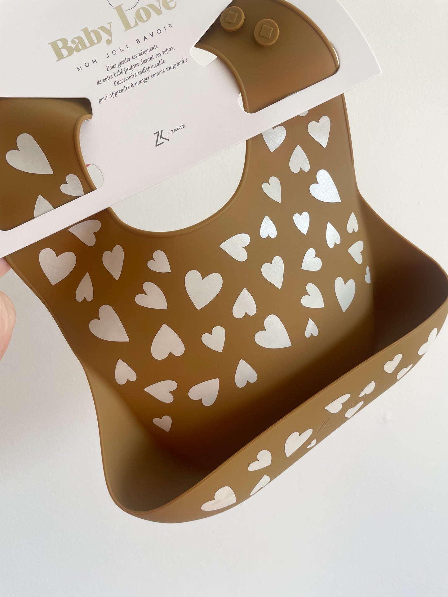 Bavoir en silicone - Fall in love - camel