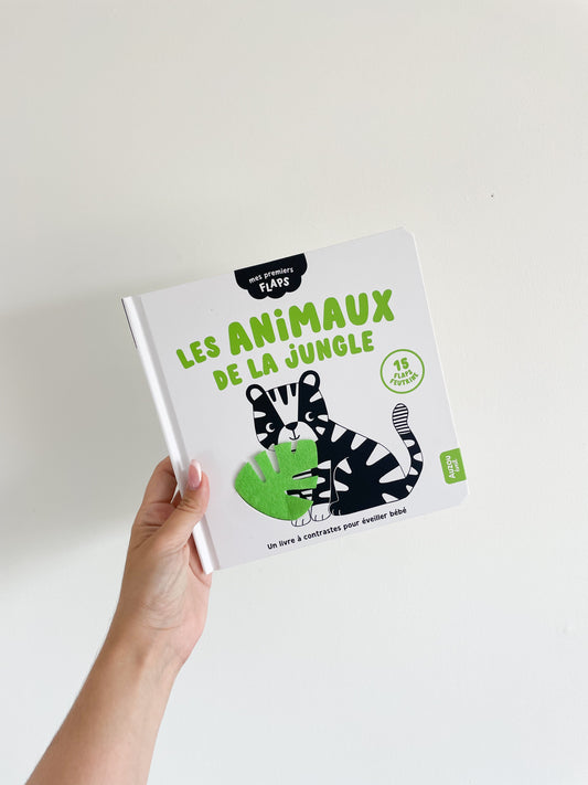 Mes premiers flaps - Jungle - Livre noir et blanc bébé Auzou