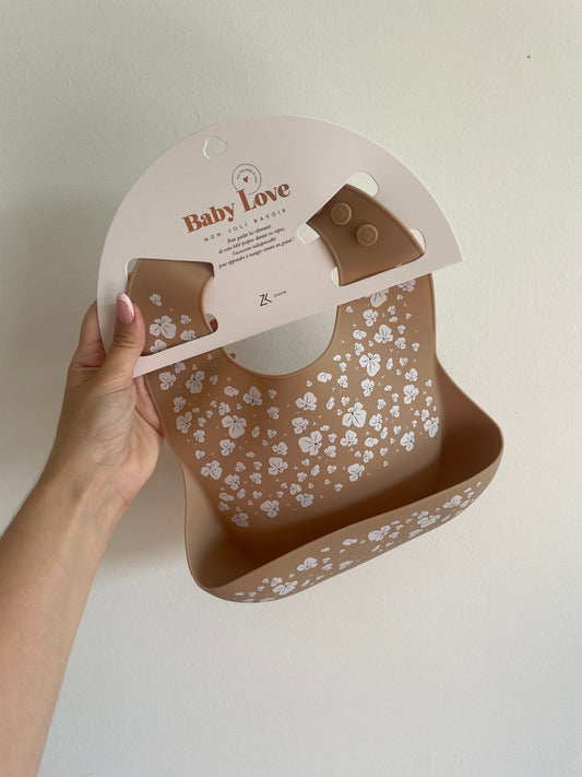 Bavoir en silicone -  Pois de senteur