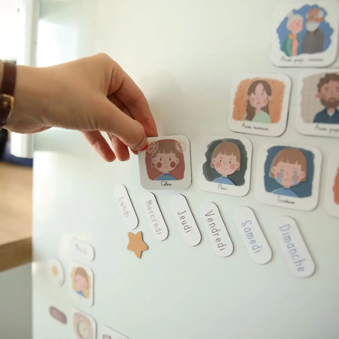  Tableau magnétique avec magnets de routine avec les jours de la semaine 