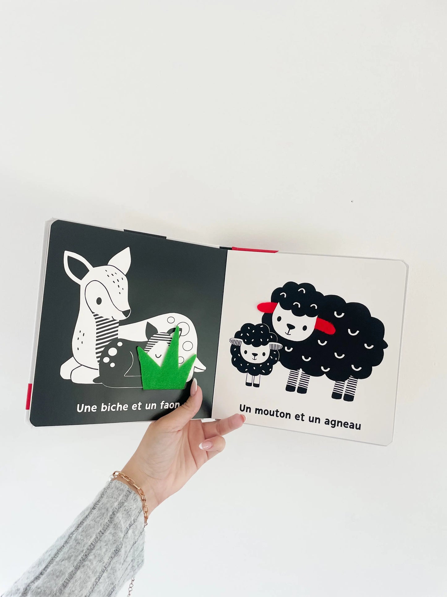 Livre noir et blanc bébé Mes premiers flaps - Les bébés animaux, page intérieur du livre
