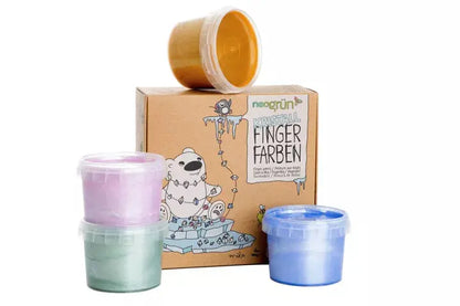 Lot de 4 pots de peinture pailletée naturelle Mika – produit vegan et lavable